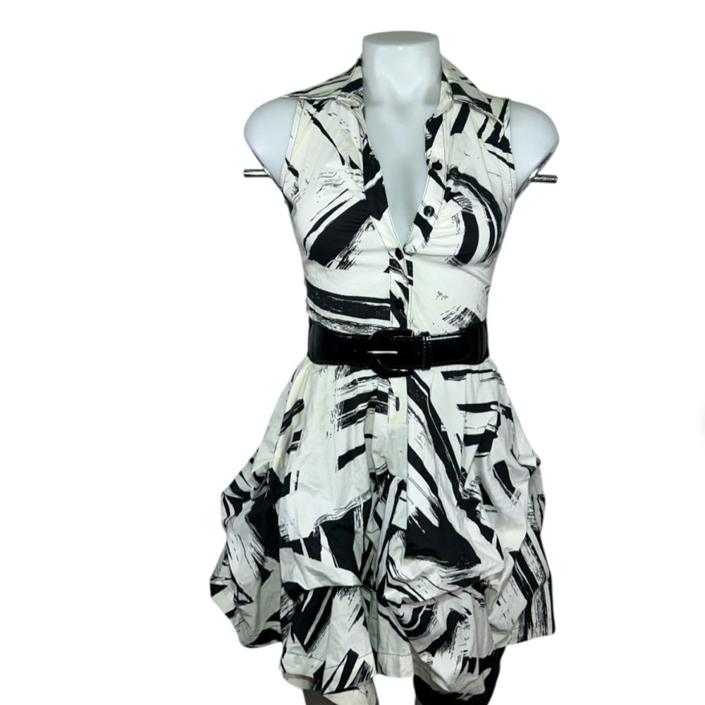 Iz Byer Sleeveless Shirt Dress – XS black and white Vintage 90’s